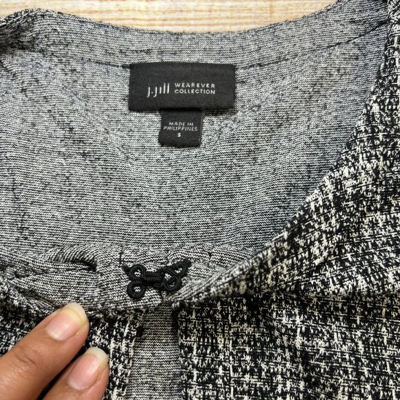 J.Jill Wearever Collection Black White Tweed Open Front Cardigan Size Small - Picture 11 of 14